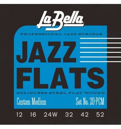 Set cuerdas guitarra eléctrica La Bella Jazz Flats Custom Medium